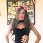 Samantha Black thighs string mini dress n pink kitten ears