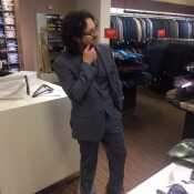 Trying on a suit