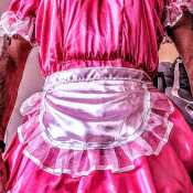 my PINK SILKY SATIN SISSY MAID FROCK with me PINK COLLAR