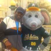 me three years ago with A's mascot stomper