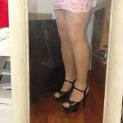 My legs in my pink dress and black heels hope you like