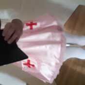 My new pink satin nurses outfit 