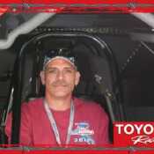 Close-up of me in the Toyota Top Fuel Funnycar 