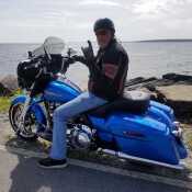 Me on my Street Glide in Nova Scotia.  That's the North Atlantic Ocean in the background.