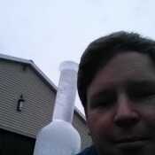 2014 Ice wine festival Niagara Falls area, that's a 6' high (1.8m) ice sculpture of a bottle in the 