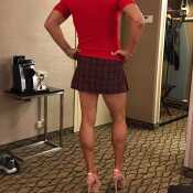 Brandy tries on new mini skirt