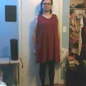 Me just wearing breast forms, dress, and leggings [WITH GLASSES]