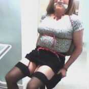 Sissy Sally gagged and tied to chair