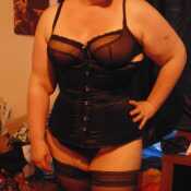 My wife in sexy black corset & lingerie