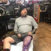 Getting stenciled for leg sleeve