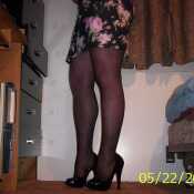 Mini skirt and pantyhose with heels mmm